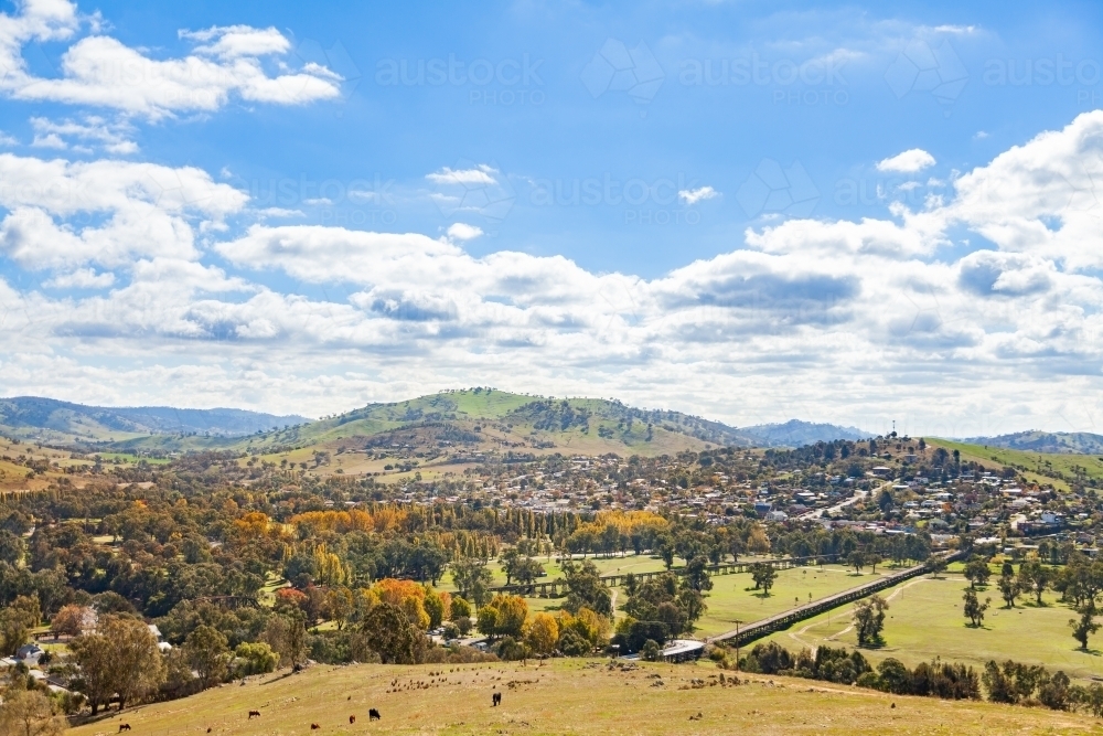 Lookout view towards Gundagai - Australian Stock Image