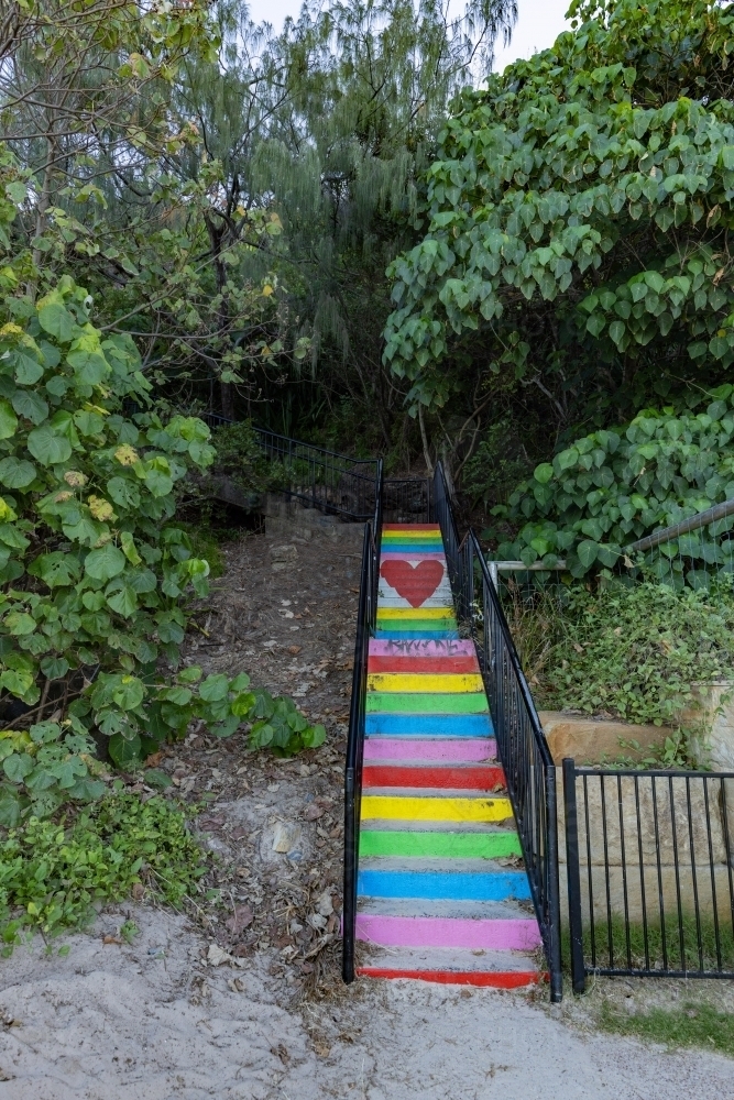 Love heart painted on stairs leading to the Miami lookout on the Gold Coast - Australian Stock Image
