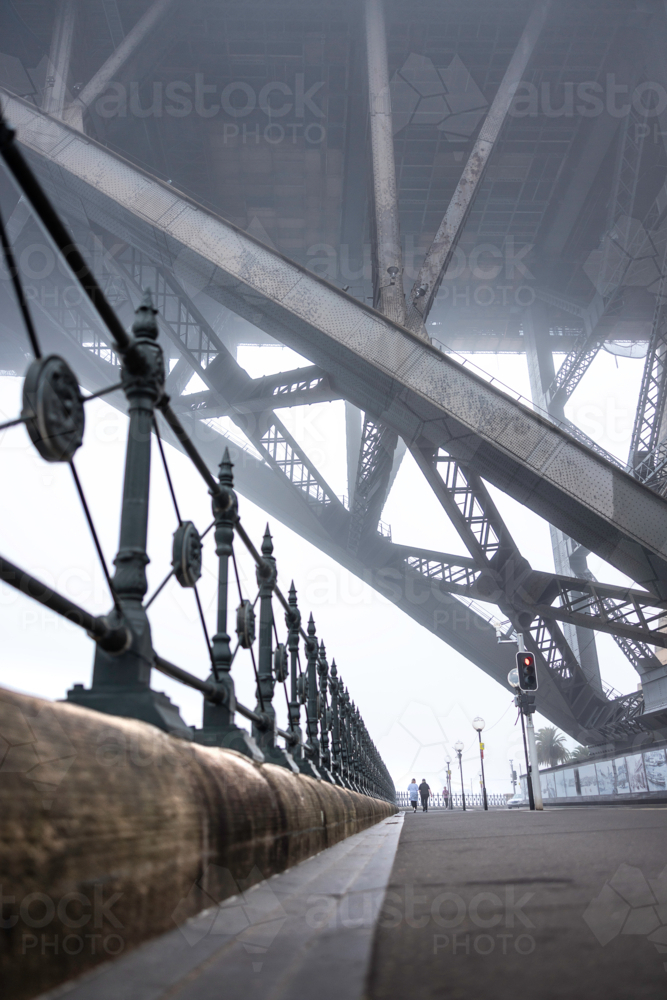 Low angle below harbour bridge - Australian Stock Image