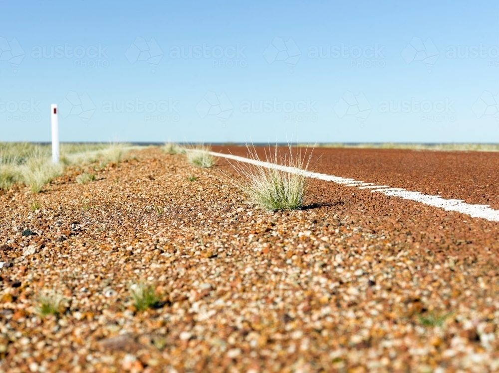 Low angle view of outback highway - Australian Stock Image