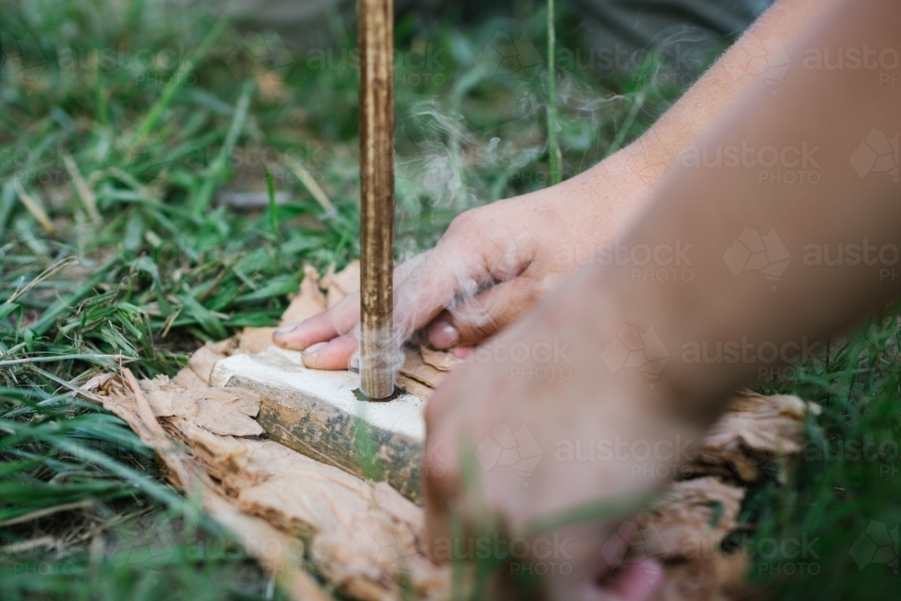 Making Fire - Australian Stock Image