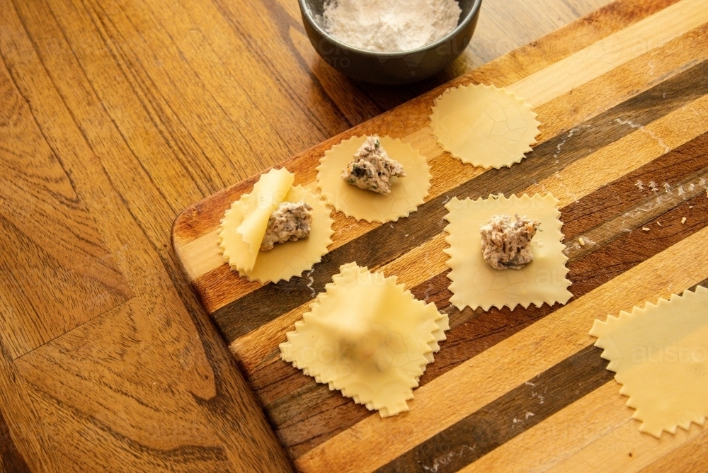 making home made ravioli - Australian Stock Image