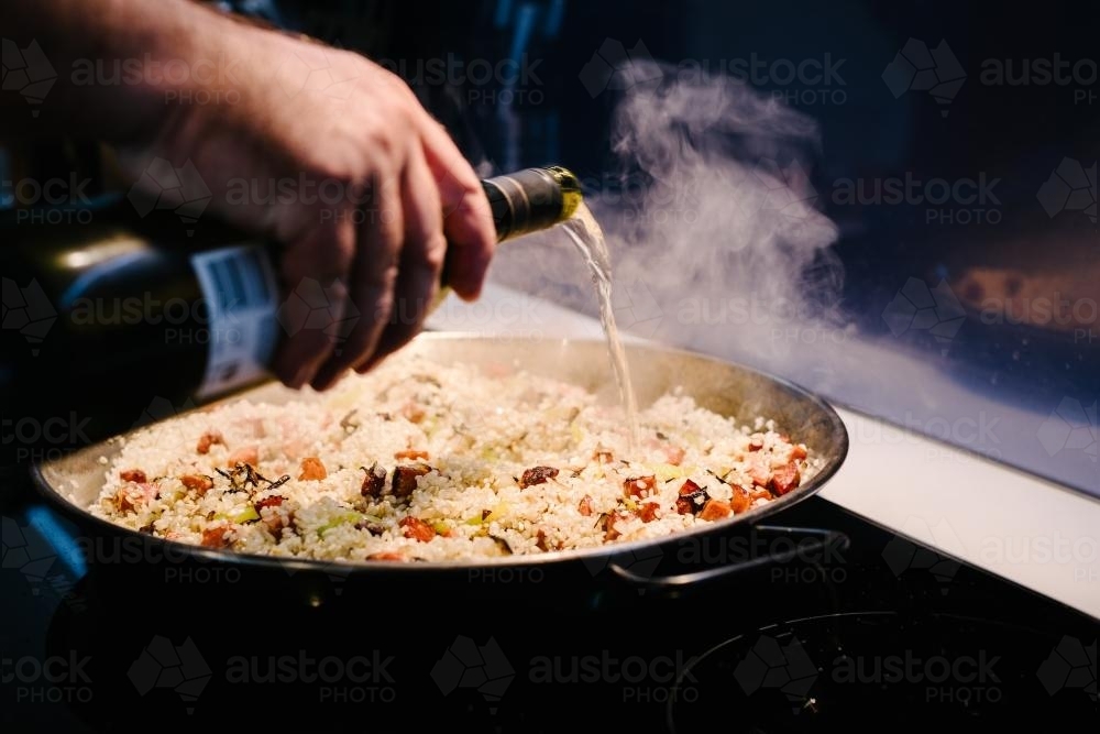 making paella - Australian Stock Image