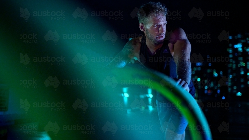 Male Urban Night Fitness - Australian Stock Image