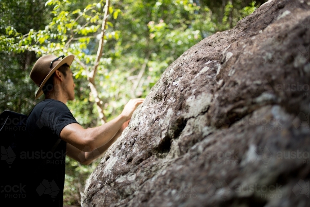 Man in rainforest - Australian Stock Image