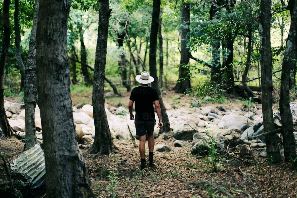 Man walking in nature - Australian Stock Image