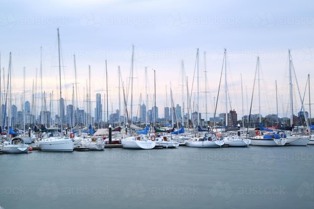 Marina with city in background - Australian Stock Image