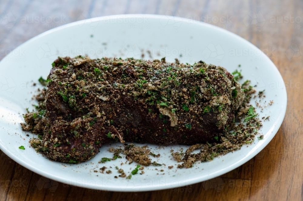 Marinated Venison Steak Ready to cook - Australian Stock Image