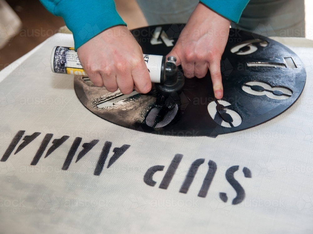 Marking text on a super AAAA bale of fine wool - Australian Stock Image