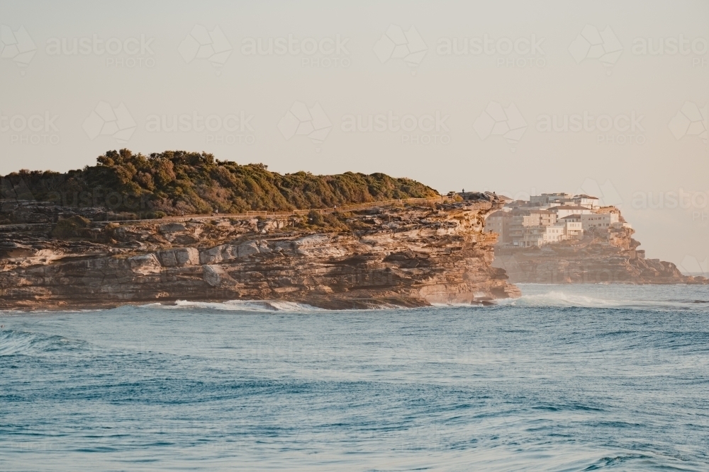 Marks Park headland at sunrise as seen from Bronte Beach - Australian Stock Image