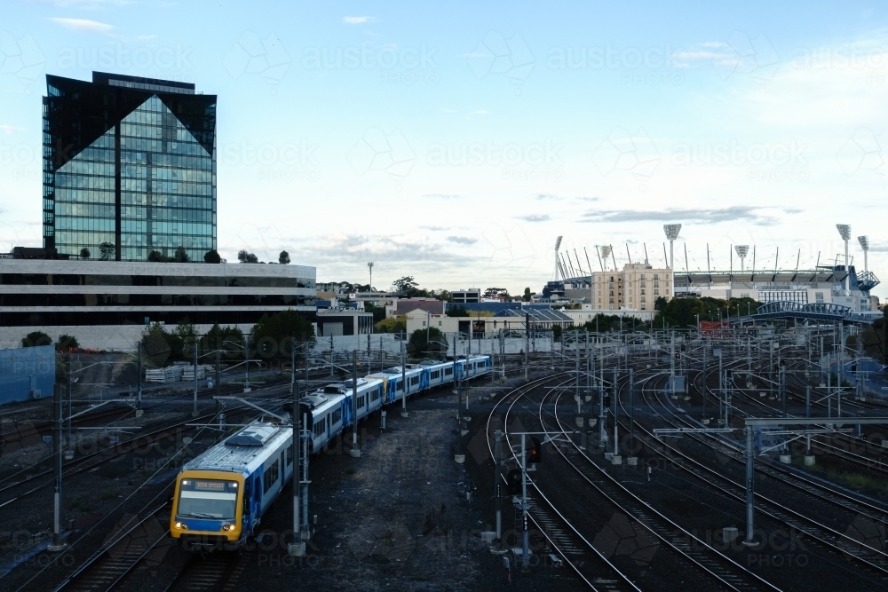 MCG, Office Building & Train - Australian Stock Image