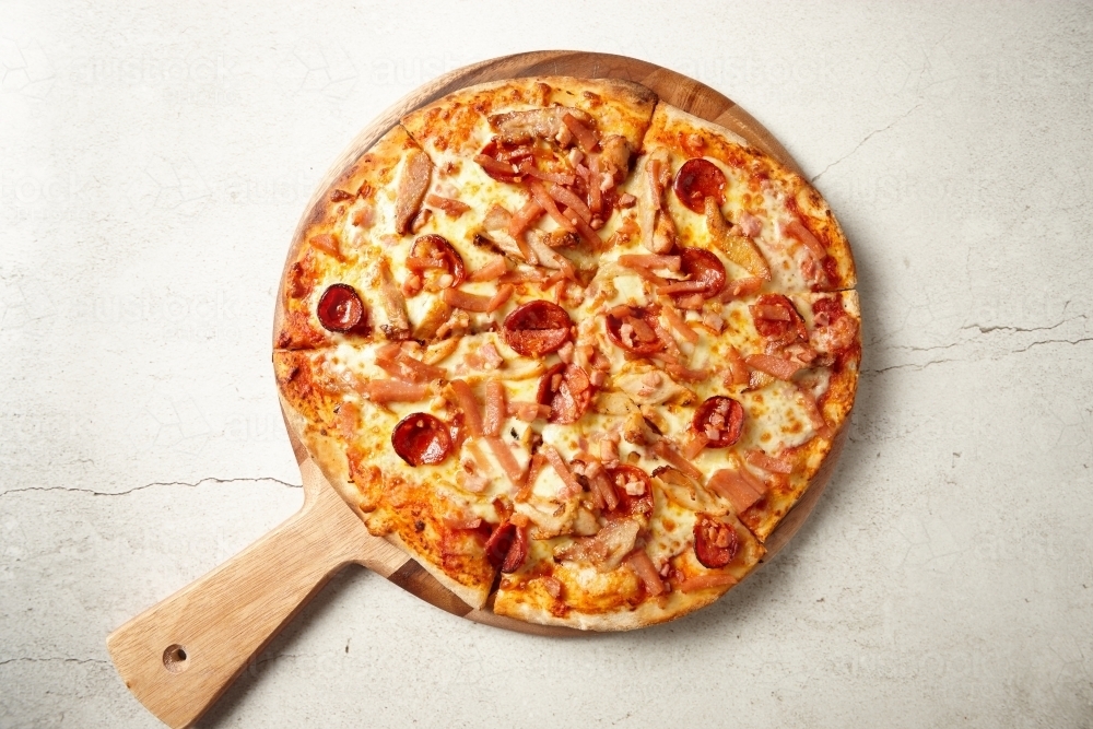 Meat lovers pizza - Australian Stock Image