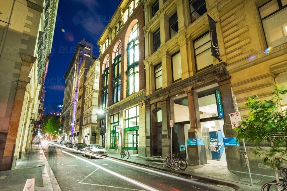 Melbourne CBD at Night - Australian Stock Image