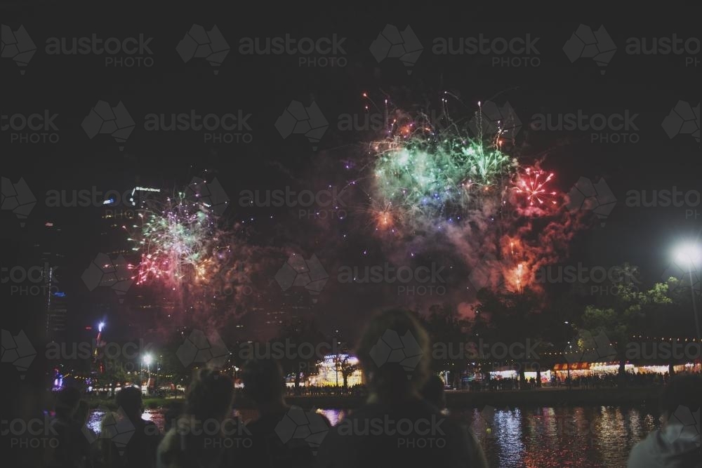 Melbourne Fireworks - Australian Stock Image