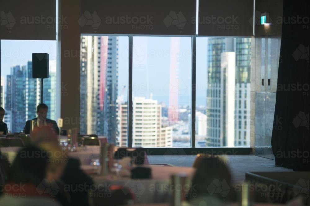 Melbourne skyline from the inside out - Australian Stock Image