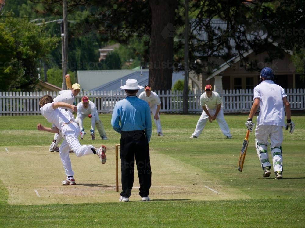 Men playing cricket - Australian Stock Image