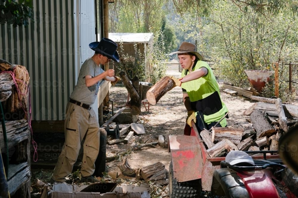 Men Working on a Farm - Australian Stock Image