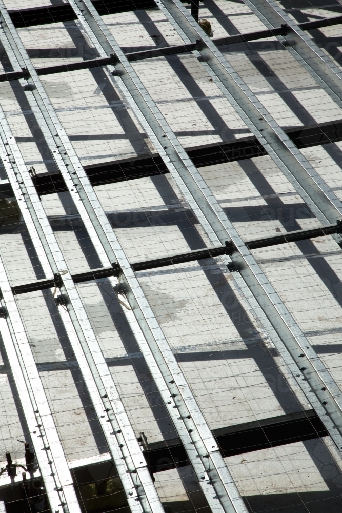 Metal framework on an industrial building site - Australian Stock Image