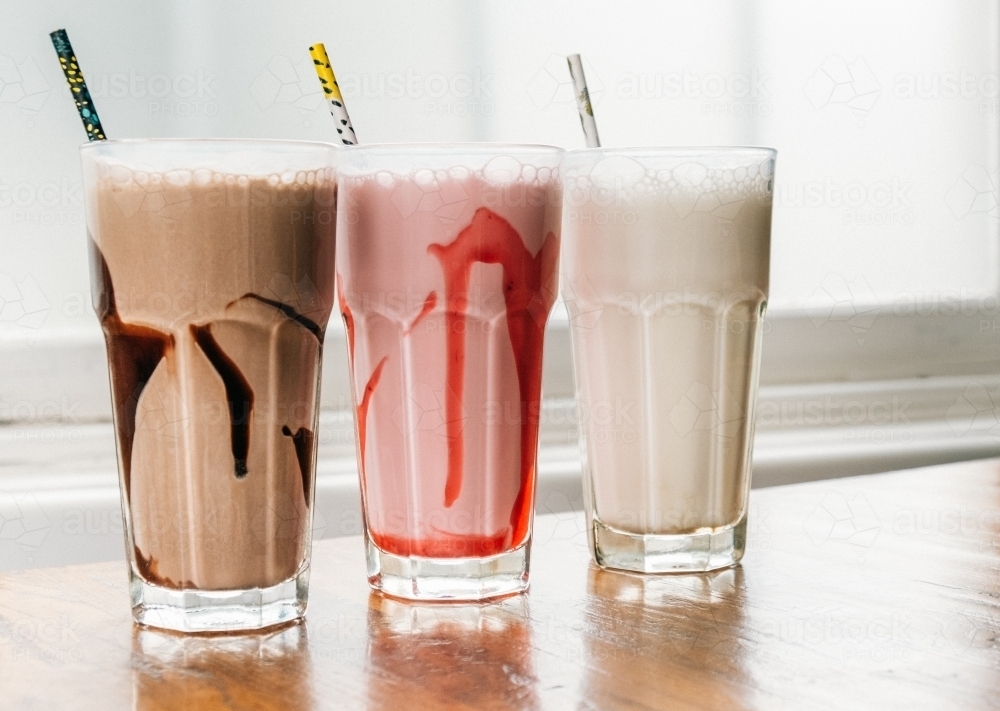 Milk shakes ready to drink. - Australian Stock Image