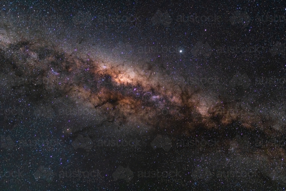 Milky way in the dark night sky at Coonabarabran - Australian Stock Image