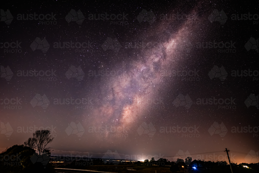 milky way stars in night sky - Australian Stock Image