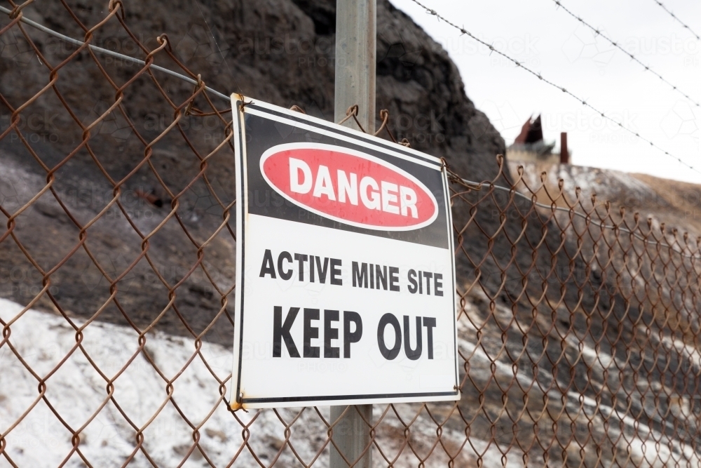 Mine danger sign - Australian Stock Image