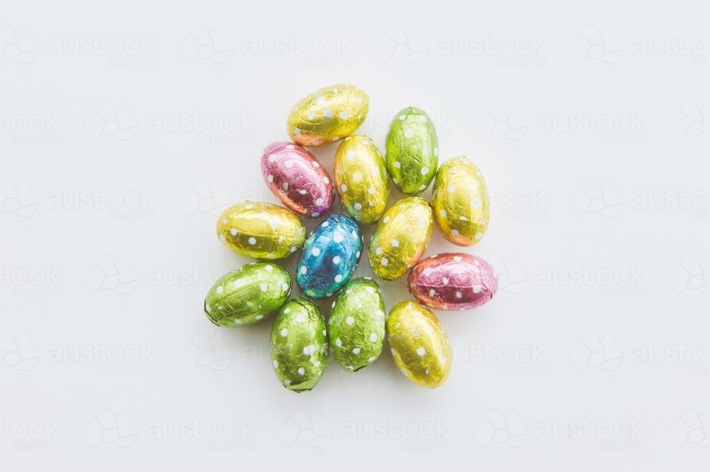 Mini Easter Eggs in a group - Australian Stock Image