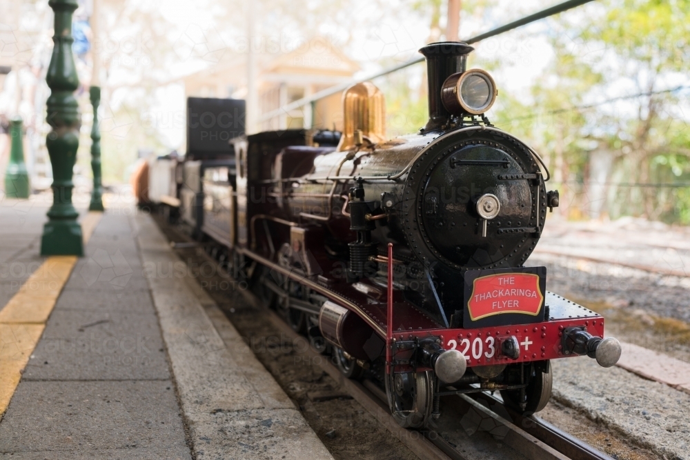 Miniature trains at Galston Trains, Hornsby Model Engineer's Club - Australian Stock Image