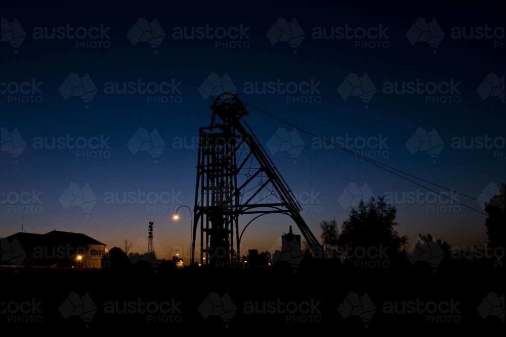Mining Equipment at dusk in Cobar township - Australian Stock Image