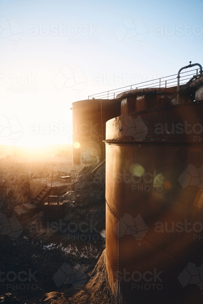 Mining infrastructure in Broken Hill at sunrise - Australian Stock Image