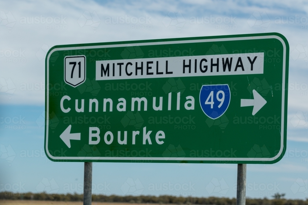 Mitchell Highway Sign - Australian Stock Image