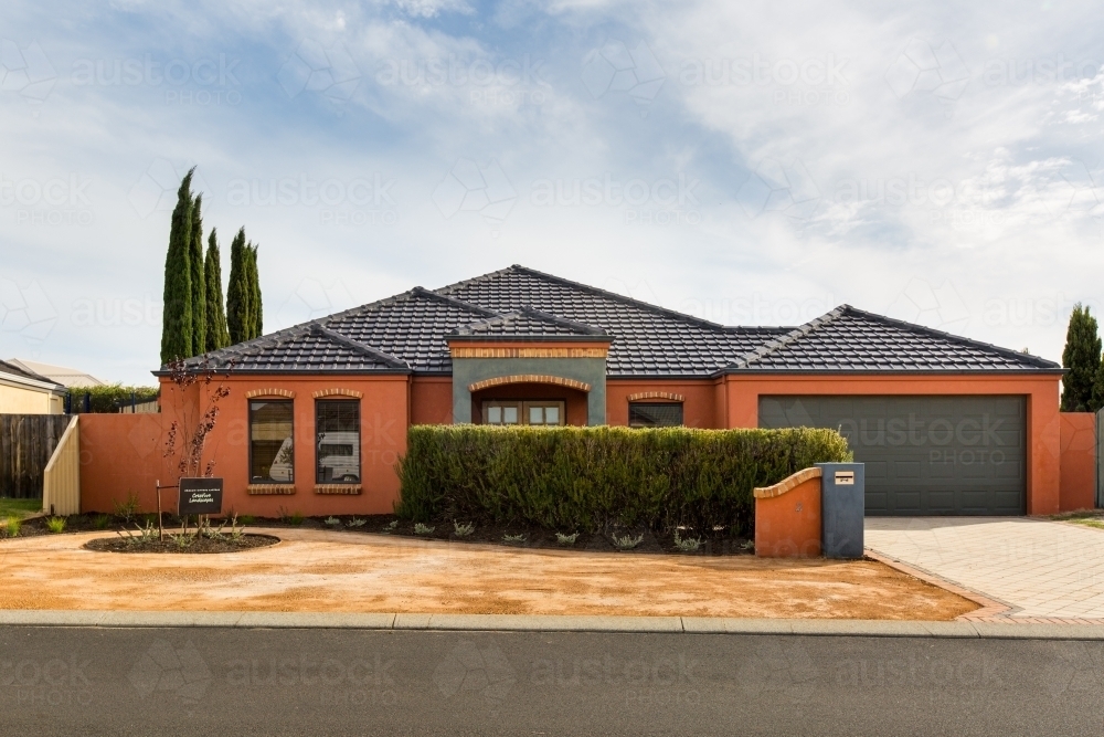 Image of Modern mediterranean style suburban house Image of Modern mediterranean style suburban house