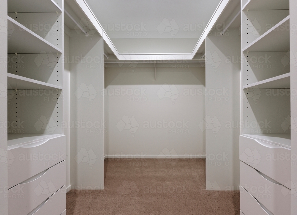 Modern new build double storey house with wooden floor boards and interior decorating - Australian Stock Image