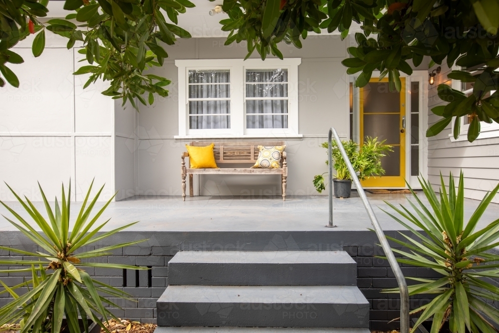 Modern Stylish Front Porch with Greenery - Australian Stock Image