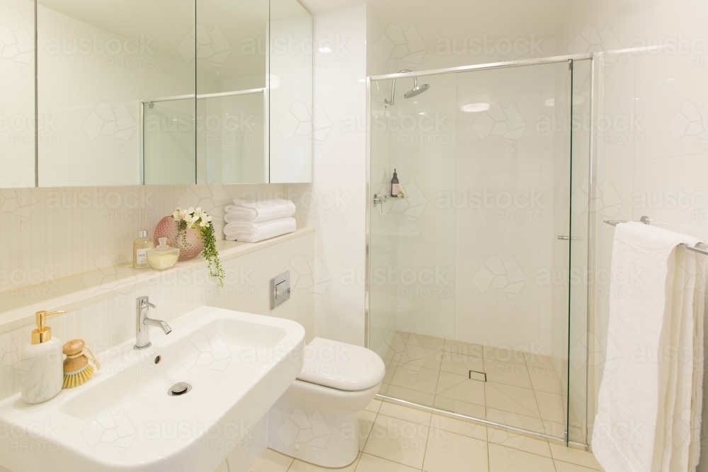Modern white bathroom interior - Australian Stock Image
