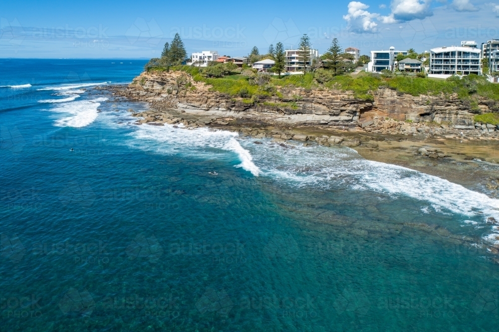 Image of Moffat Beach aerial view. Austockphoto