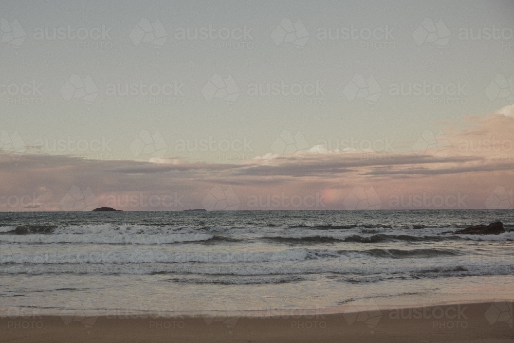 Moody Mutes Beach Sunset - Australian Stock Image