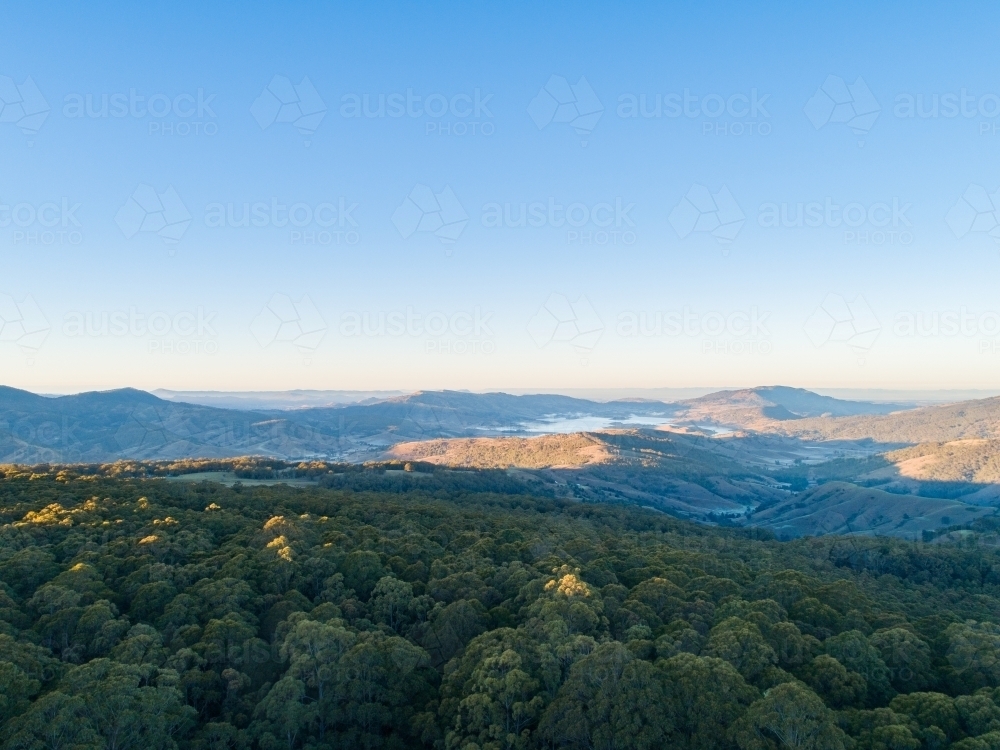 Morning light touching hilltops in the Hunter Valley - Australian Stock Image
