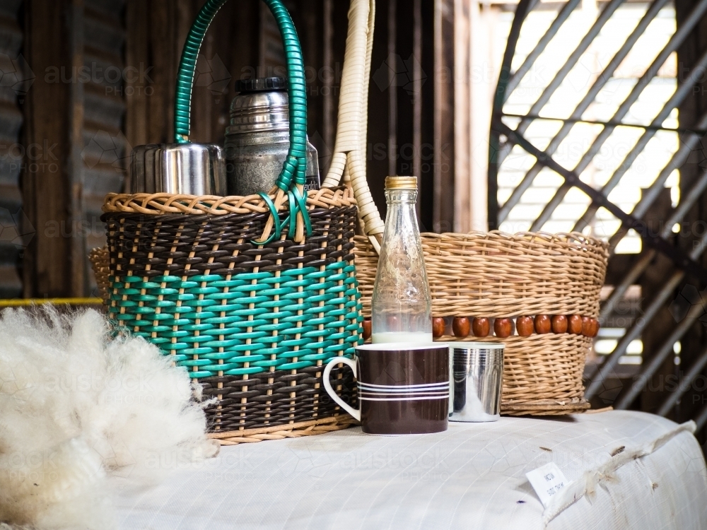 Image of Morning smoko in the shearing shed during shearing time