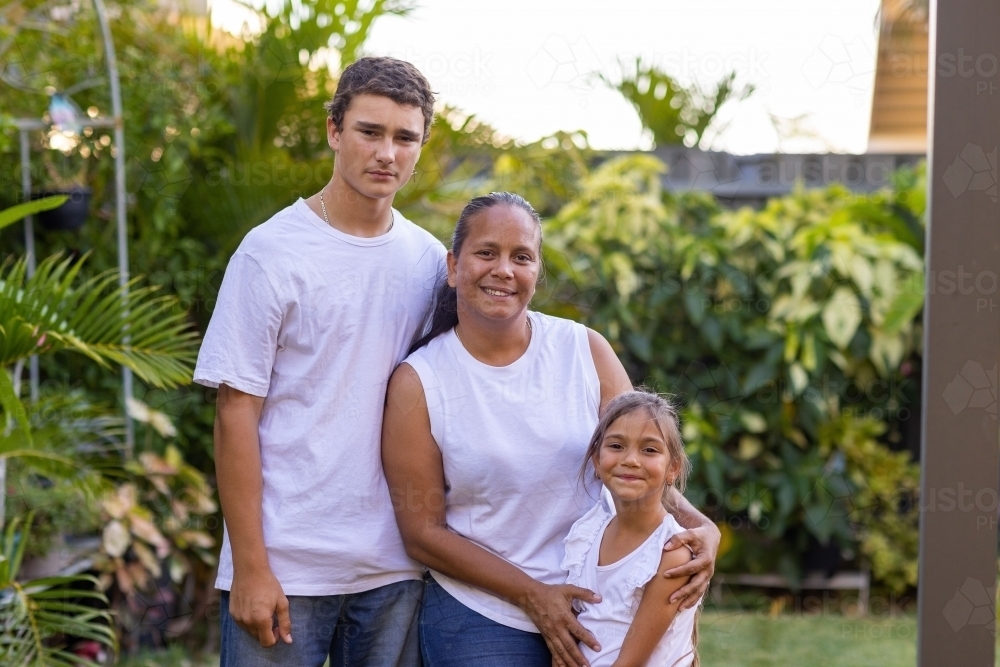 mother with teenage son and young daughter - Australian Stock Image