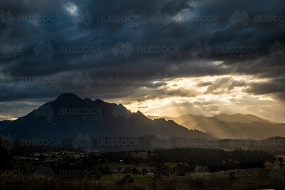 Mount Barney at sunset - Australian Stock Image