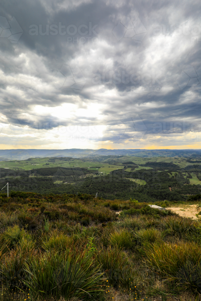 Mount Blackheath hang gliding lookout in the Blue Mountains overlooking Grose Valley - Australian Stock Image