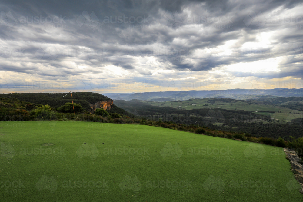 Mount Blackheath hang gliding lookout in the Blue Mountains overlooking Grose Valley - Australian Stock Image