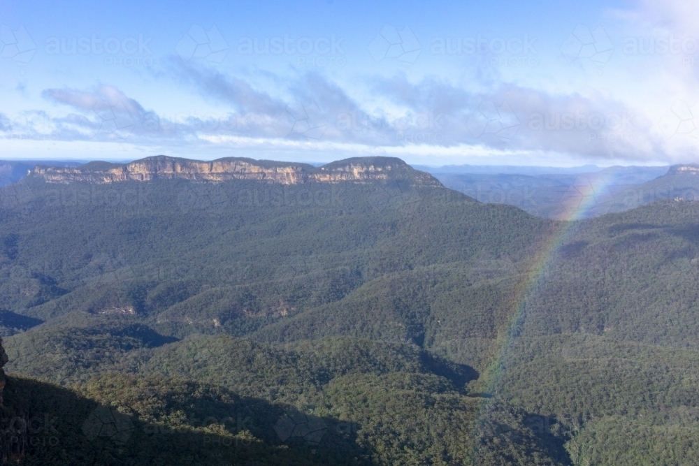 Mount Solitary and rainbow - Australian Stock Image