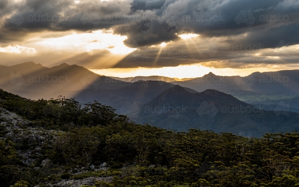 mountain landscape at sunset - Australian Stock Image