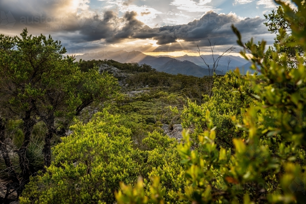 mountain landscape at sunset - Australian Stock Image