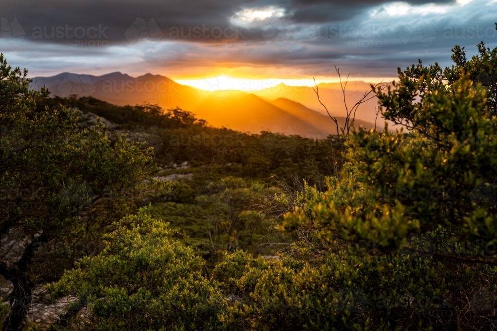 mountain landscape at sunset - Australian Stock Image