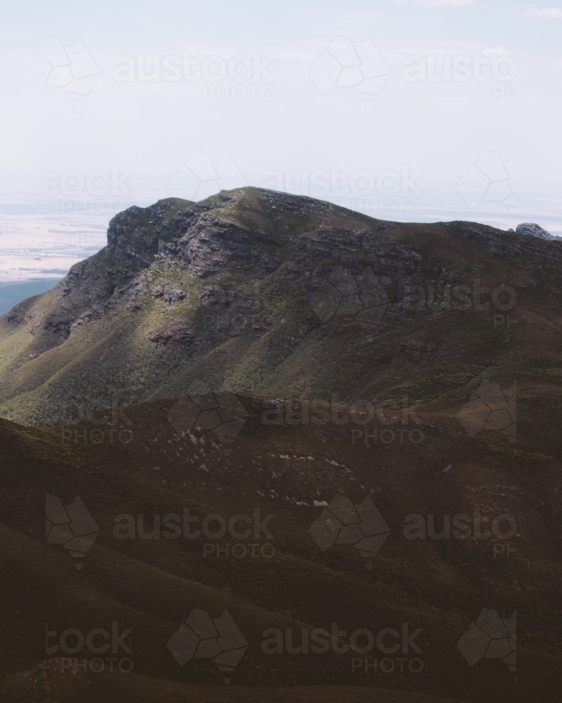 Mountain peak in shadow - Australian Stock Image