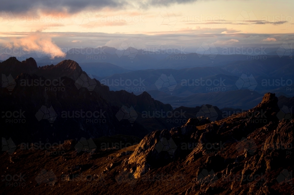 Mountain range at dusk - Australian Stock Image