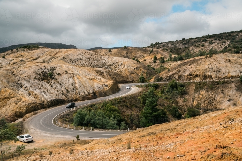 Mountain Road in Queenstown, Tasmania - Australian Stock Image